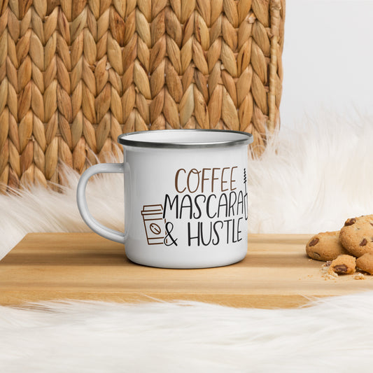 Coffee and Mascara Hustle Enamel Mug