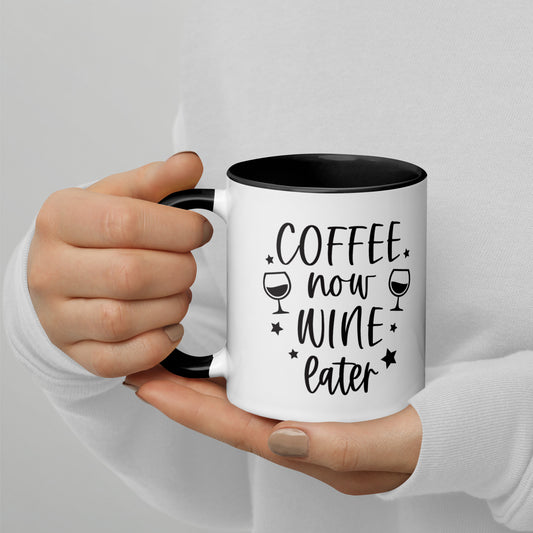Coffee Now Wine Later Mug with Color Inside