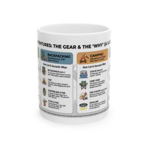 Mountain Adventures Coffee Mug – Funny Hiking, Camping & Fishing Guide Mug (11oz/15oz)